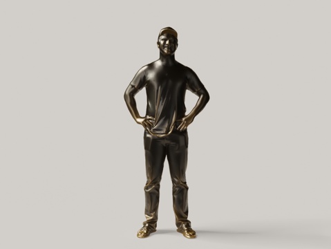 Modern Brass Statue Figure Statue Kakimbo Man