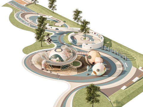 Modern Landscape Park Planet Theme Children's Park Pocket Park Street Corner Park Spaceship Theme Structure