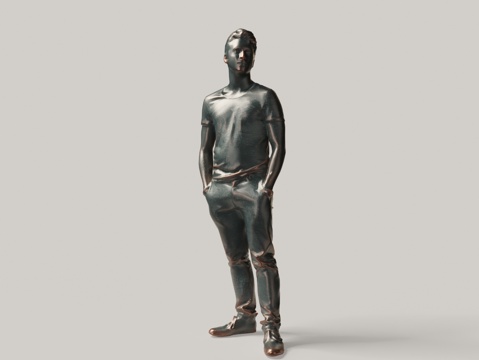 Modern Bronze Statue Figure Statue Watch Man