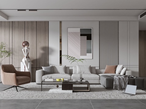 Modern living room modern sofa coffee table combination modern Wall