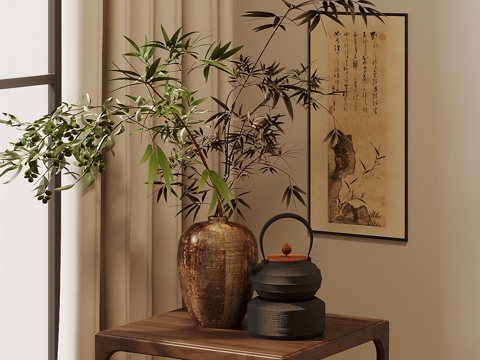 New Chinese Zen Flower Art Mediocre Style Potted Plant Silent Flower Art Silent Style Plant Ornaments