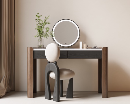 Modern Middle Ancient Dressing Table Dressing Chair Dressing Mirror Makeup Table Makeup Stool Combination Green Plant Desktop Dressing