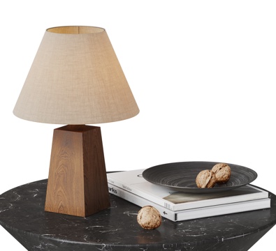 Quiet Table Lamp Ornaments Combination Solid Wood Table Lamp Fabric Table Lamp Ornaments Combination Books