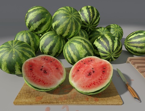 Cut a big watermelon