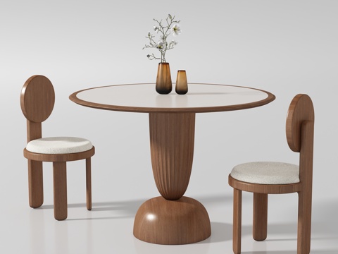 Middle-style round dining table and chair