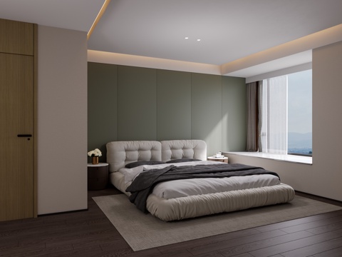 Modern Minimalist Bedroom Bay Window Bedroom No Master Lamp Bedroom Master Bedroom Gray Style Bedroom