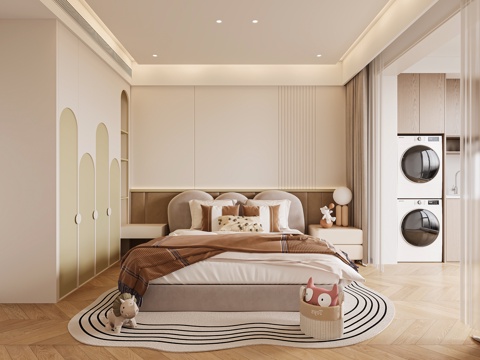 Modern kids Bedroom Modern Bedroom Cream Style Bedroom Simple Bedroom Wardrobe Washing Machine