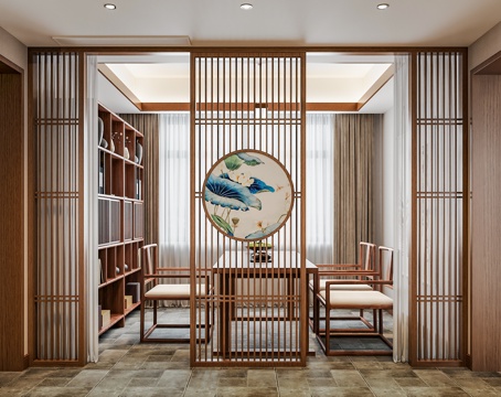 Neo-Chinese Style Partition Door Partition New Chinese Style Partition Solid Wood Partition Screen Partition