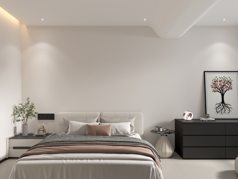 Modern Minimalist Bedroom Without Main Lamp