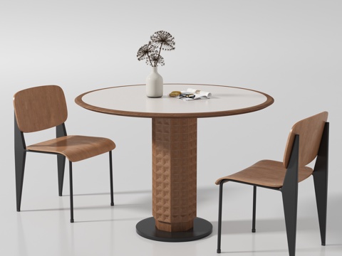 Middle-style round dining table and chair