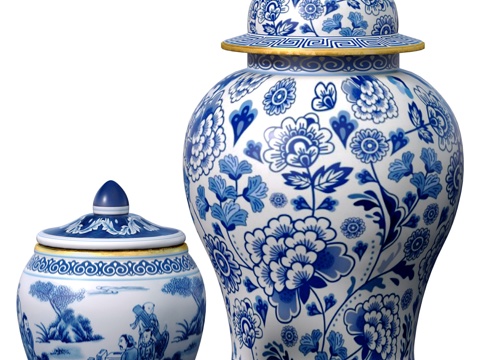 Neo-Chinese Style Porcelain Pot Blue and White Porcelain