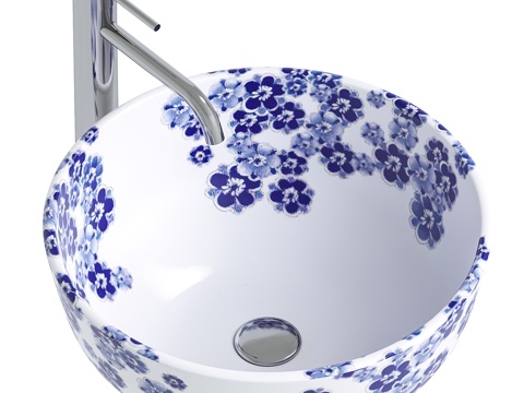 Blue and White Porcelain Washbasin National Style Washbasin Blue and White Porcelain Washbasin Faucet Outdoor Washbasin Wine