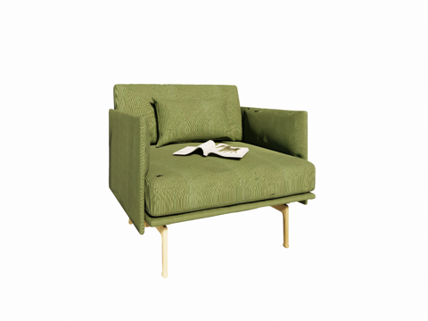 Simple European Casual Fabric Green Single Sofa