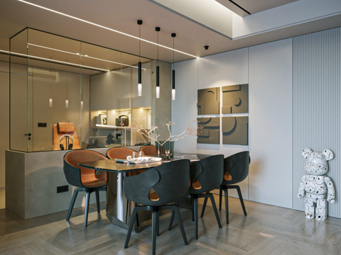 Modern DiningRoom Minimalist Restaurant Italian Restaurant Open Study Italian Dining Table and Chair