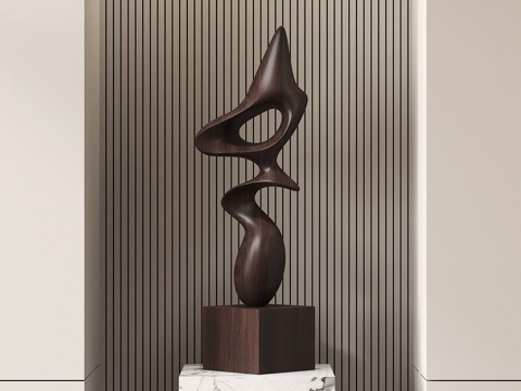 Modern abstract wood sculpture