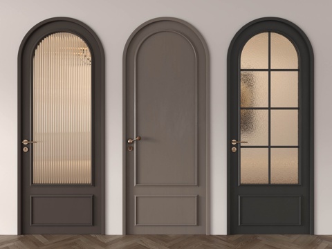 Middle Ancient French Round Arch French Single Door Middle Ancient Single Door Round Arch Glass Door Single Door