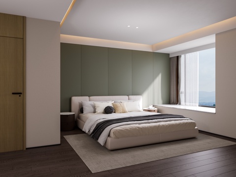 Modern Minimalist Bedroom Master Bedroom Bay Window Bedroom No Master Lamp Bedroom Gray Style Bedroom