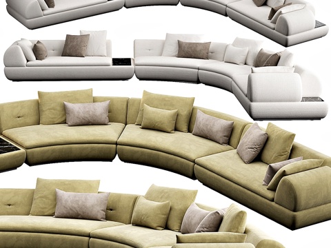 Modern Italian Minotti Curved Sectional Sofa