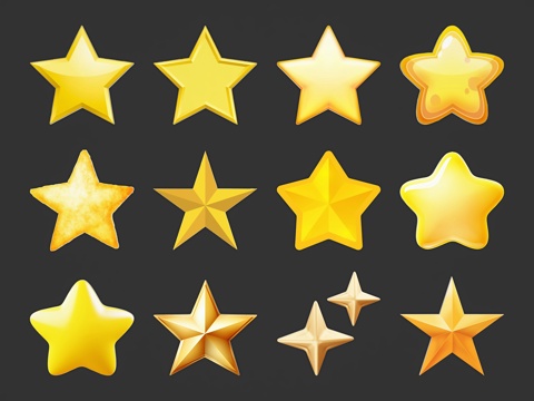 Five-pointed star star pentagram golden cartoon star 2d silhouette star