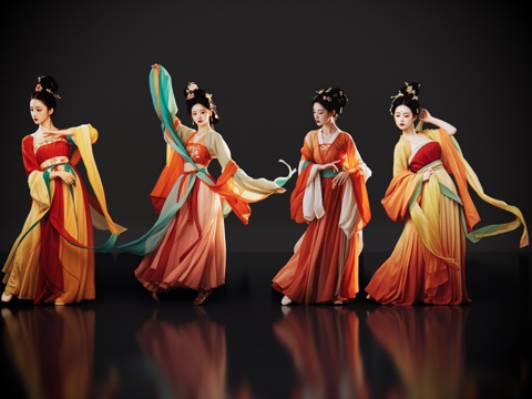 2D antique dance beauty costume beauty classical beauty antique beauty dress dance