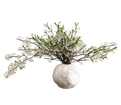 Green Plant Ornaments Dried Flower Stone Vase Ceramic Vase Indoor Green Plant Outdoor Green Plant Decoration