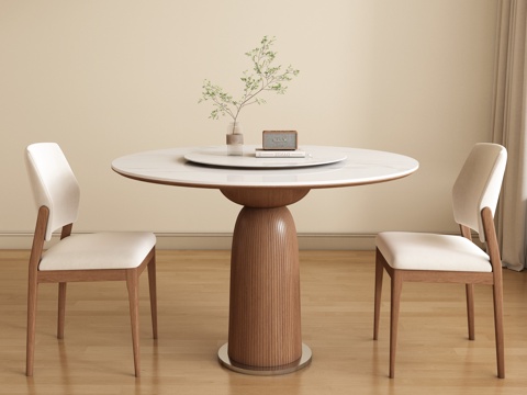 Middle-style round dining table and chair