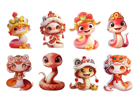 Snake Year of the Snake Mascot Snake Baby 2025 Year of the Snake Element Cartoon Snake New Year Snake