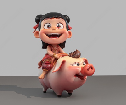 Virtual Character Nezha Taiyi God Pig Riding Pig Sculpture Ornaments