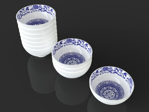 New Chinese-style Blue and White Porcelain Bowl