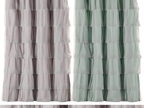 Volens Green-Pink Ruffled Shower Curtain