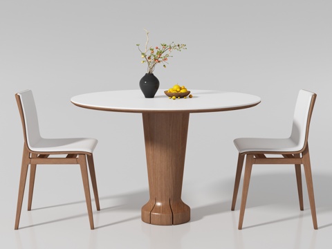 Middle-style round dining table and chair