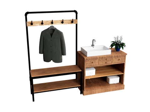 Locker Coat Rack Clothes Drying Rack Wash Desk Plant Ornaments