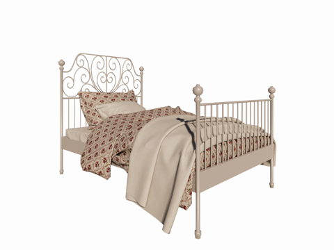 Modern Simple White Iron Girl Single Bed