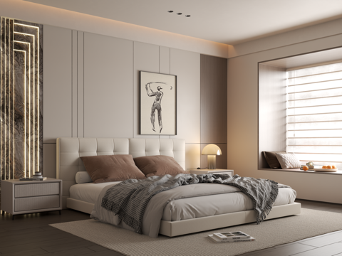 Modern Bedroom Simple Bedroom Bedroom Bedding Combination Bedroom Wall