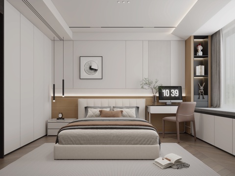 Modern bedroom without main lamp