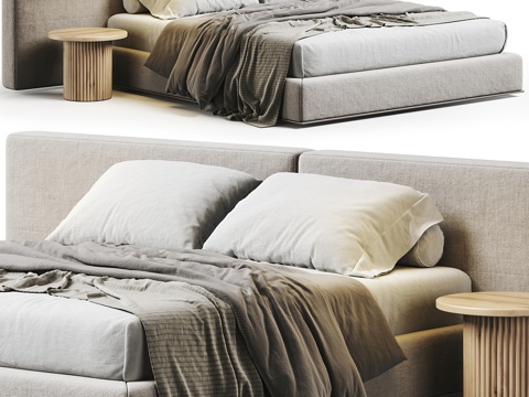 Modern Italian Poliform Brera Fabric Double Bed