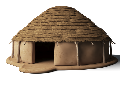 Ancient Primitive Thatched House Building Far Ancient Ruins Thatched House Among Primitive Tribes