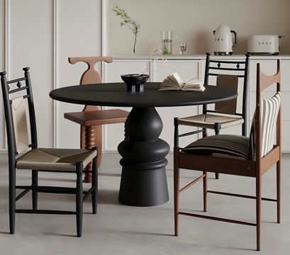 Middle-ancient French style multi-person round dining table and chair combination