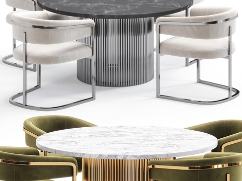 Modern Affordable Luxury Style Amgrades Round Dining Table and Chair