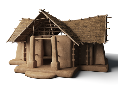 Ancient Primitive Thatched House Building Far Ancient Ruins Thatched House Among Primitive Tribes