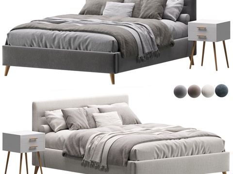 Modern Nordic Fabric Double Bed