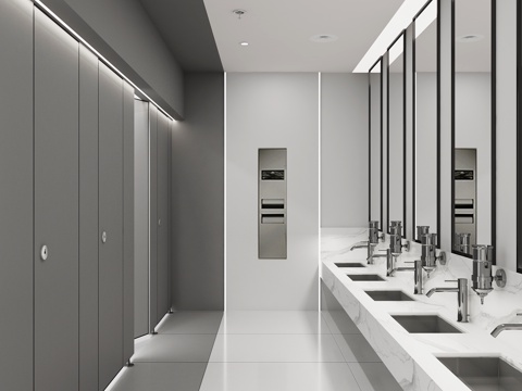 Modern black and white gray public toilet