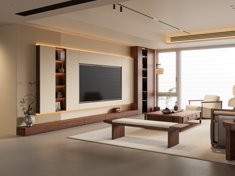 Neo-Chinese Style Living Room Song Style Living Room Sofa Coffee Table Combination TV Cabinet Lounge Chair