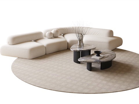 Modern Sofa Coffee Table Combination Coffee Table Curved Sofa Carpet