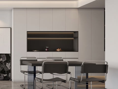 Modern DiningRoom Wine Cabinet Simple Dining Table Modern Living&Dining Room Black White Grey