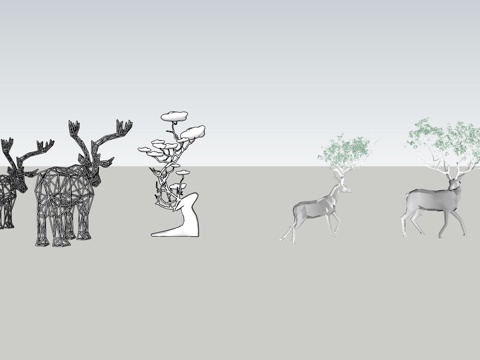 Modern deer-shaped landscape sculpture