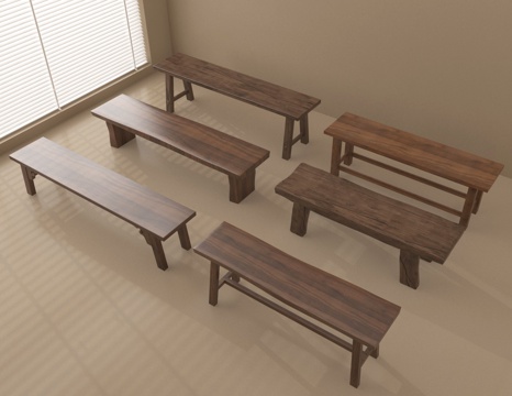 Long wooden bench Solid wooden bench Bench