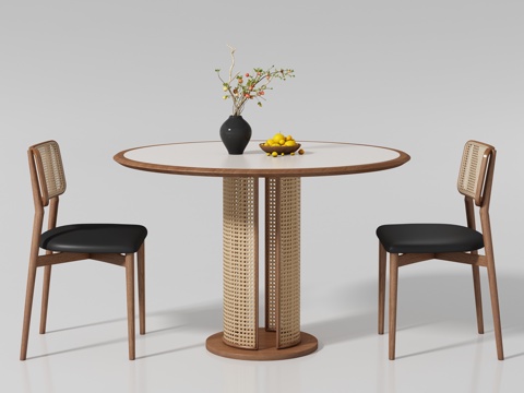 Middle-style round dining table and chair