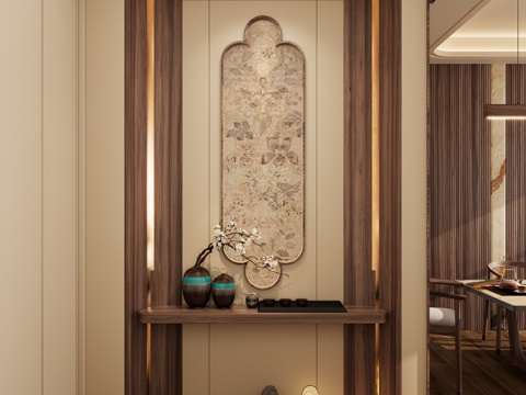 Song style mid-ancient style embracing style Ruyi style decal glass entry partition porch