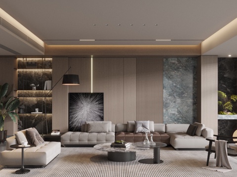 Modern home living room 3d model design